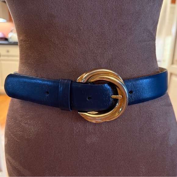 Jacqueline Ferrar Accessories - Jacqueline Ferrar Navy Belt with Gold Circle Buckle